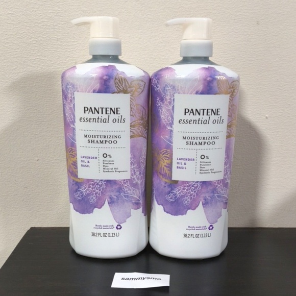 Pantene Essential Oils Moisturizing Shampoo Lavender Oil & Basil 38.2 Oz x2 - Picture 1 of 4